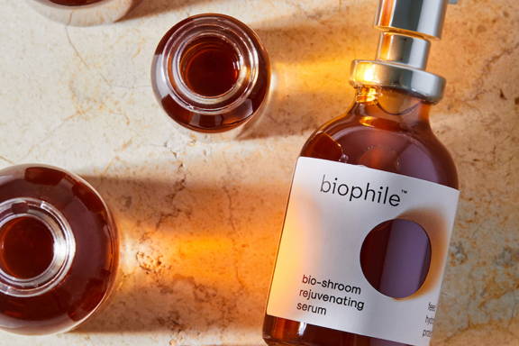 Three bottles of biophile bio-shroom rejuvenating serum