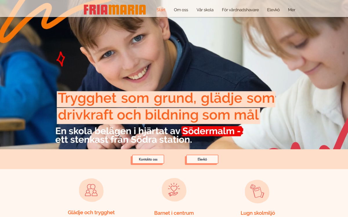 Screenshot of Fria Maria, from the kindergarten websites collection.