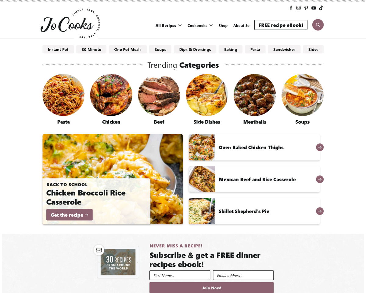 Screenshot of Jo Cooks, from the white websites collection.