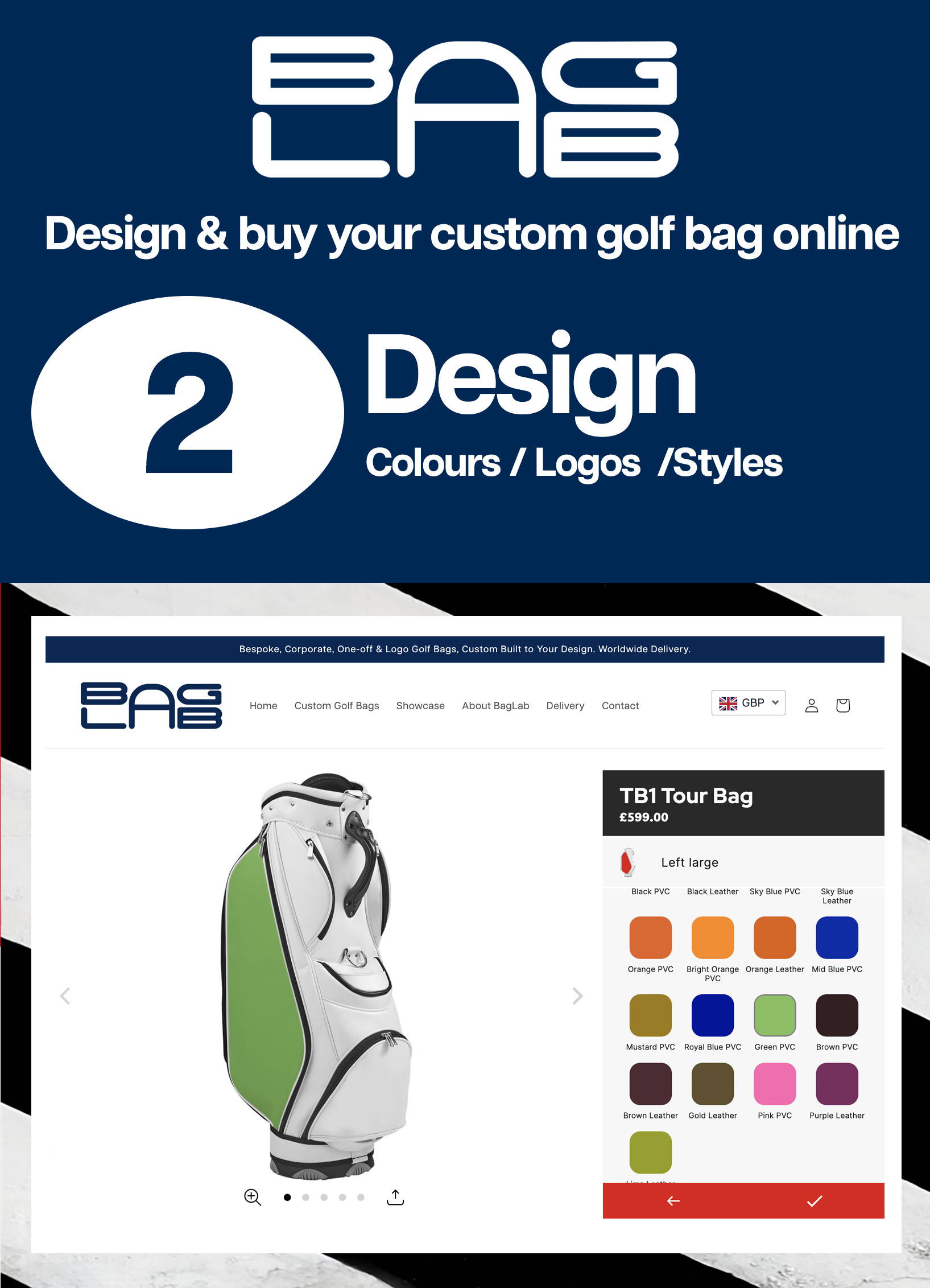 Design your own golf bag - design stage
