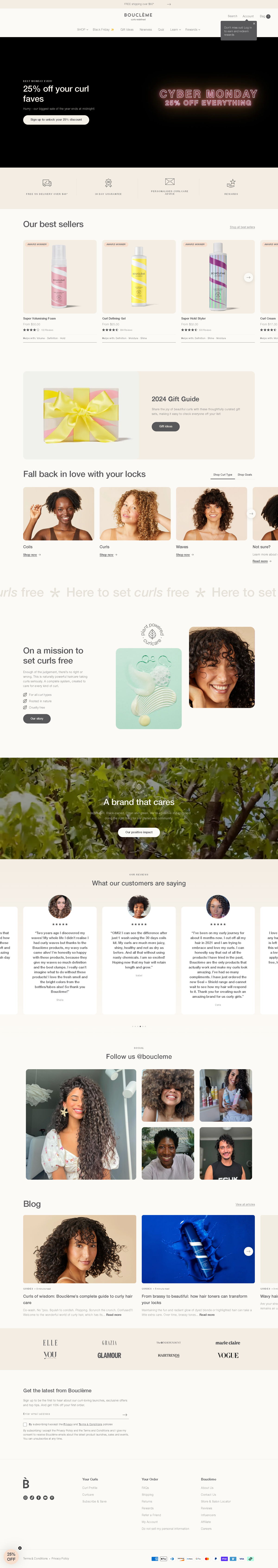 Screenshot of Boucleme US, from the product page examples collection.