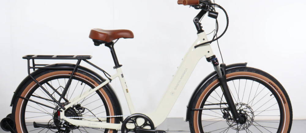a white Aima Santa Monica electric bike