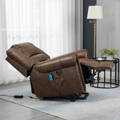 Image of a larger and more comfortable lift chair. The chair is upholstered in a soft, plush fabric and has generously padded seat, backrest, and armrests for added comfort. The chair is equipped with an electric lifting mechanism that can assist users in standing up from a seated position. The chair also has a reclining function that allows users to adjust the backrest and footrest to their desired angle for maximum relaxation.