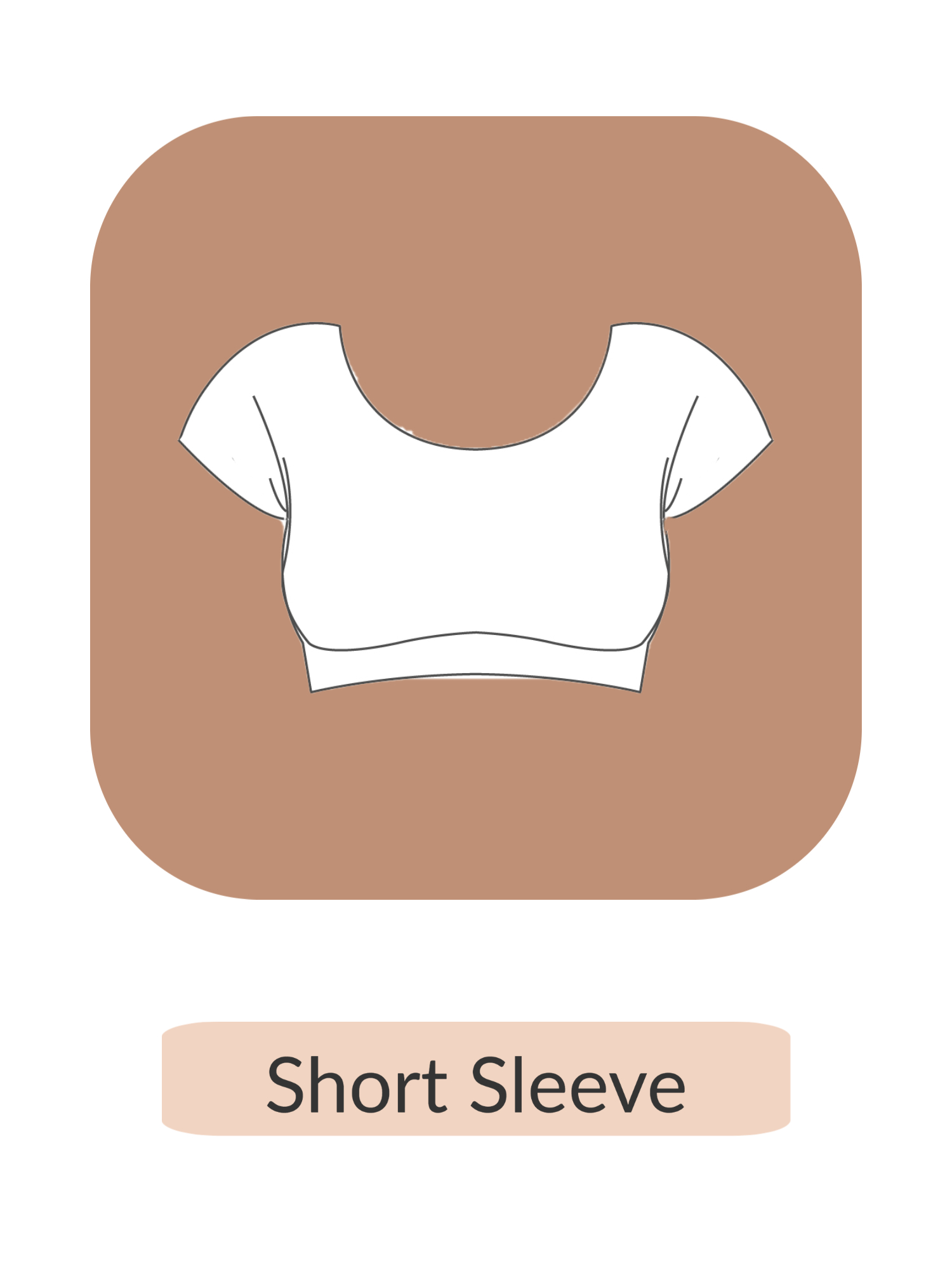 White sleeveless bra top with text 'Short Sleeve' on it.