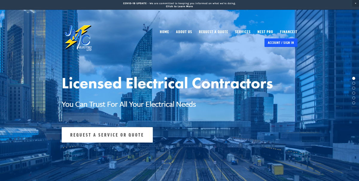 Screenshot of JMC Electric Ltd., from the contractor websites collection.