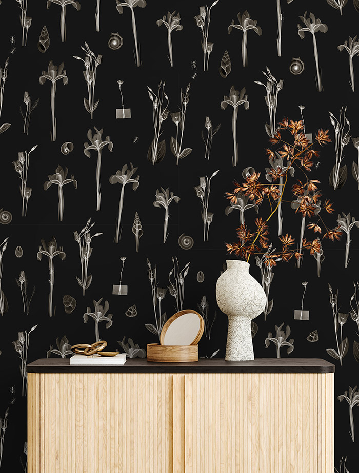 Black & Brown Contemporary Flower Pattern Wallpaper hero image