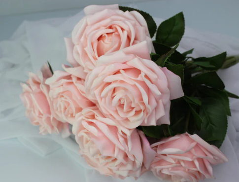 Blush Pink Real Touch Rose - Realistic Artificial Flowers