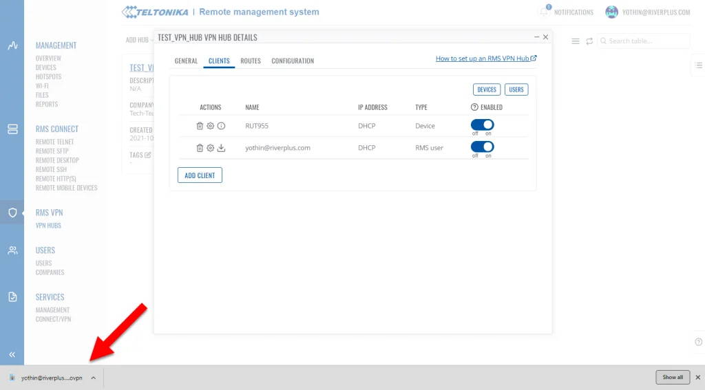 PN Tunnel เสร็จเรียบร้อยแล้วให้กลับไปที่แถบเมนู CLIENT