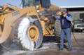 Pressure Washing Construction Dozer With Hotsy Pressure Washer