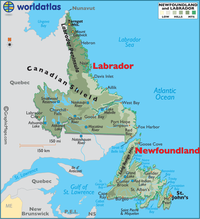 map of newfoundland and labrador