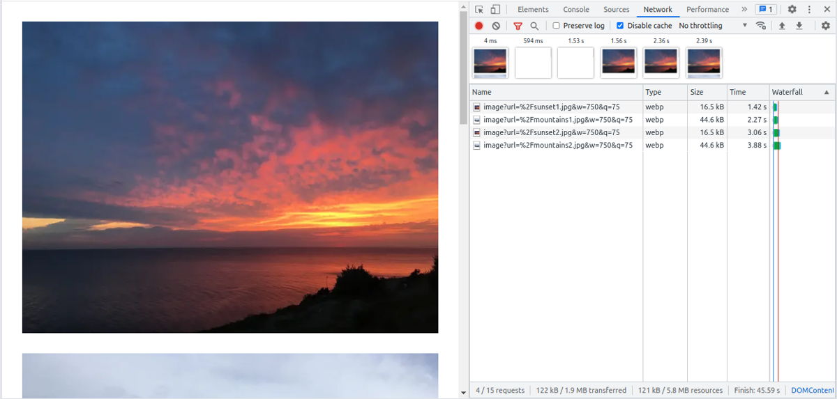 Responsive images with Next.js in Chrome Dev Tools