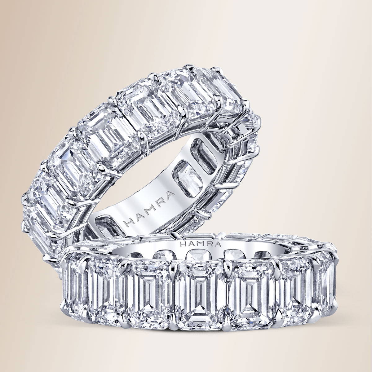 emerald cut diamond eternity wedding band