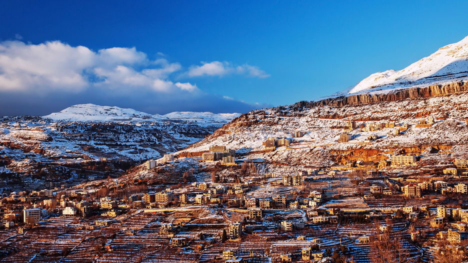 Mountainous town in winter, Faraya Lebanon
