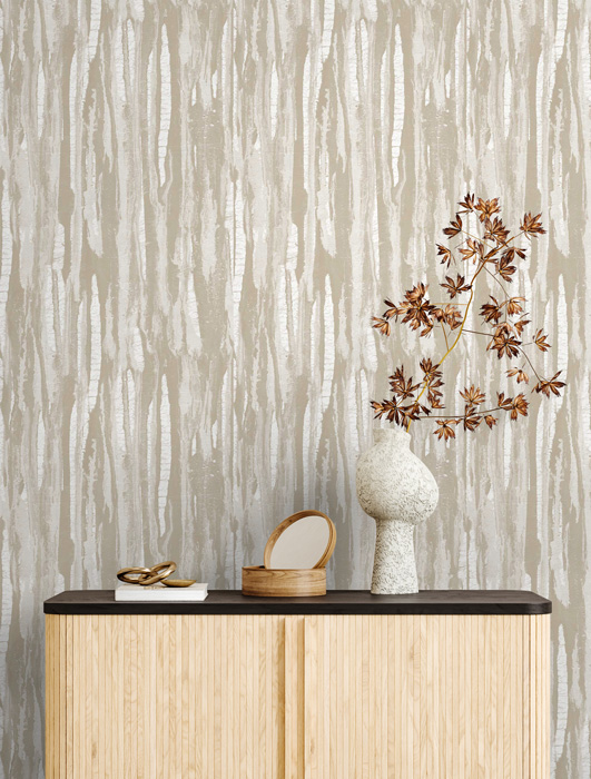 Cream & White Shabby Chic Stripe Wallpaper - Feathr Wallpapers