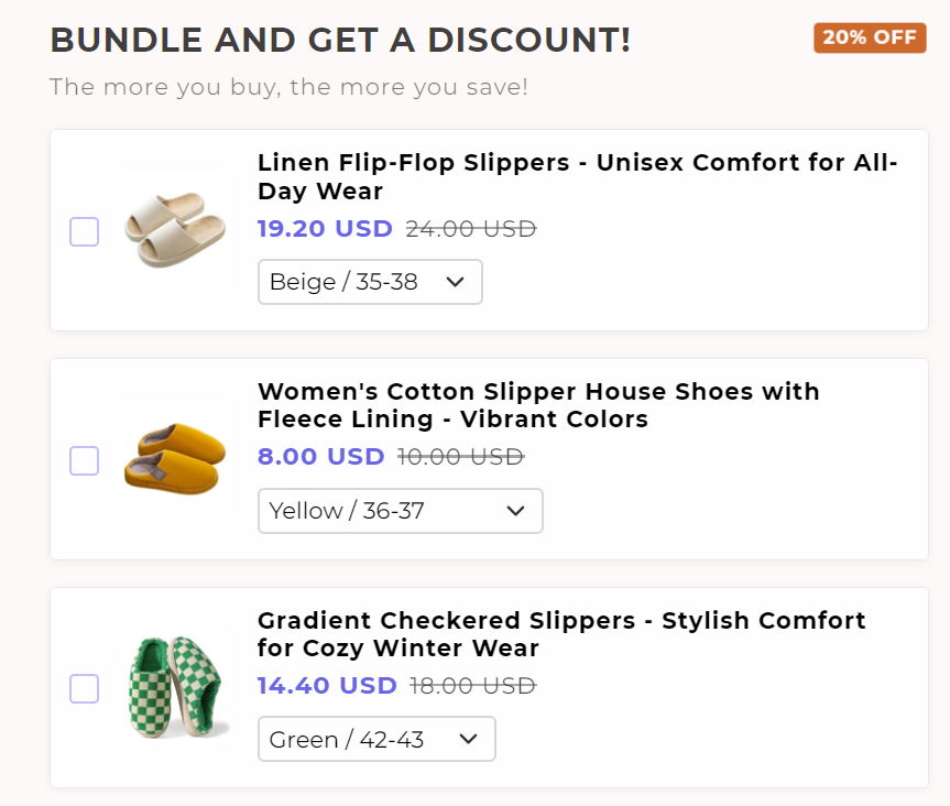 pajama frost product bundles with highlighted savings