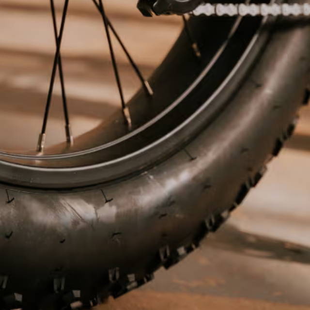 a a fire tire on an aventon aventure electric bike