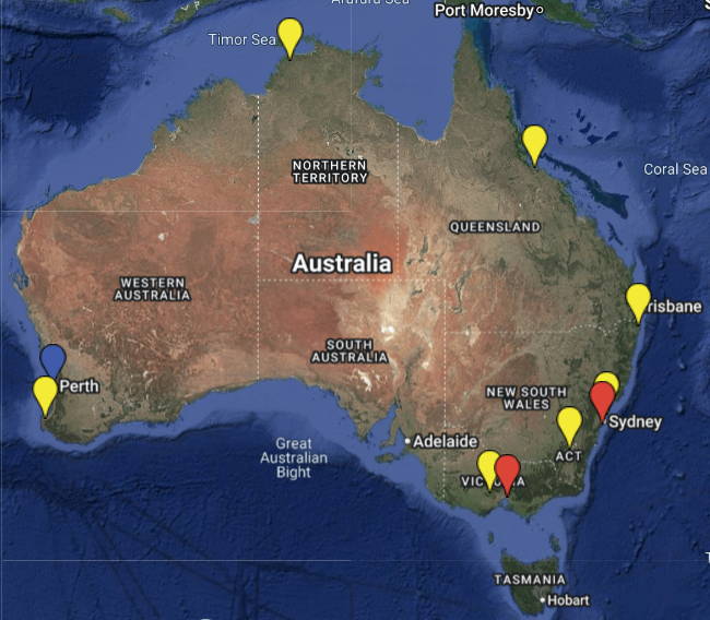Google map of all Siddha Yoga locations in Australia