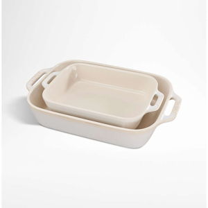 Staub 2-Piece Rustic Ivory Ceramic Baking Dish Set