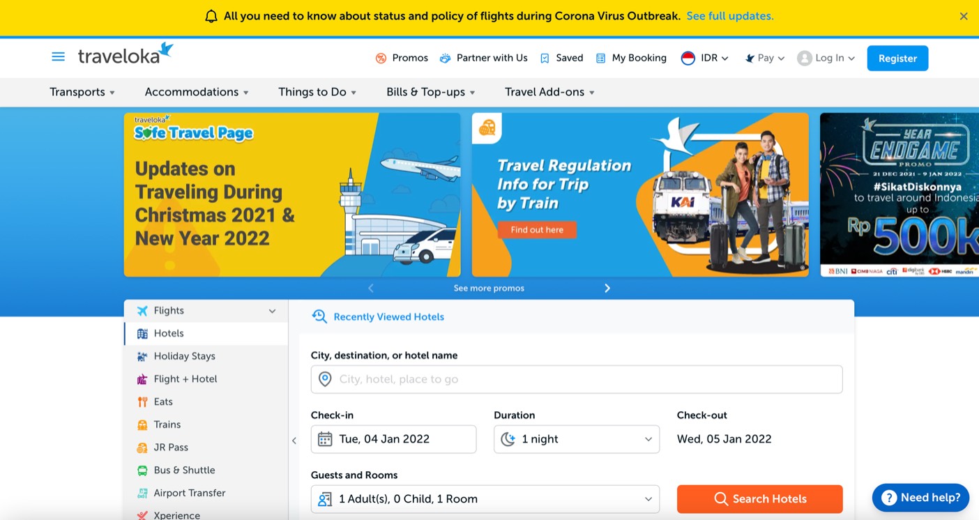 Traveloka product / service