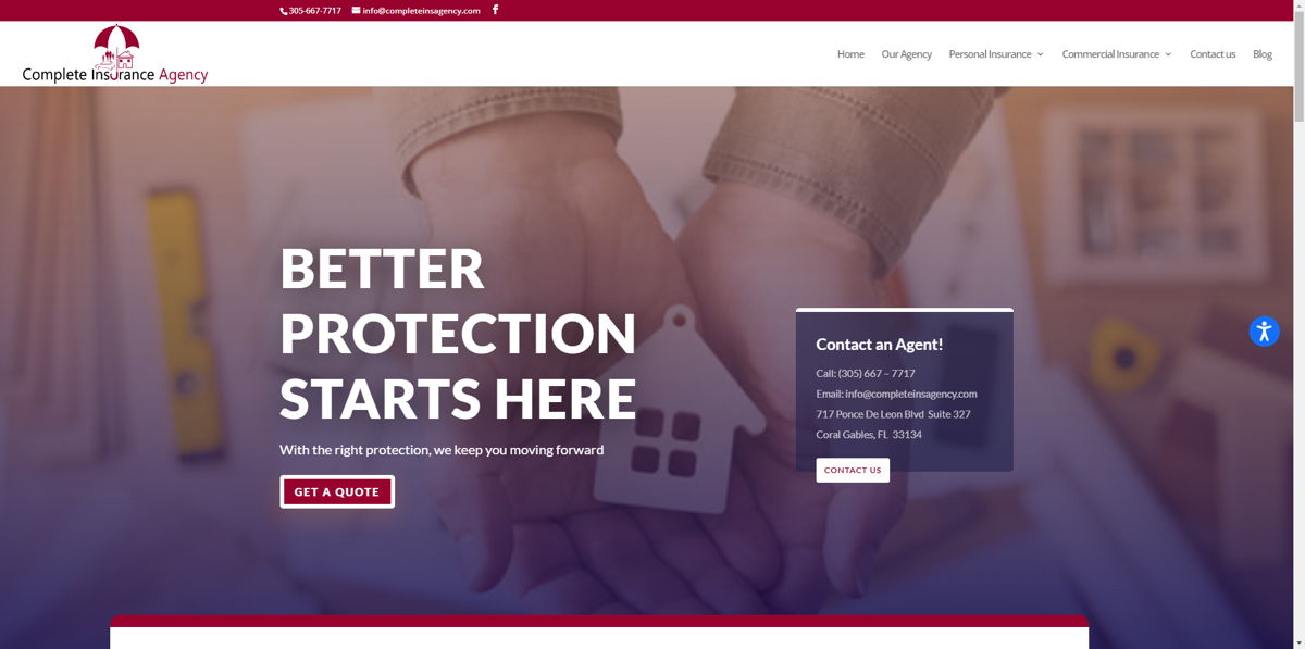 Screenshot of Complete Insurance Agency, from the insurance agent websites collection.