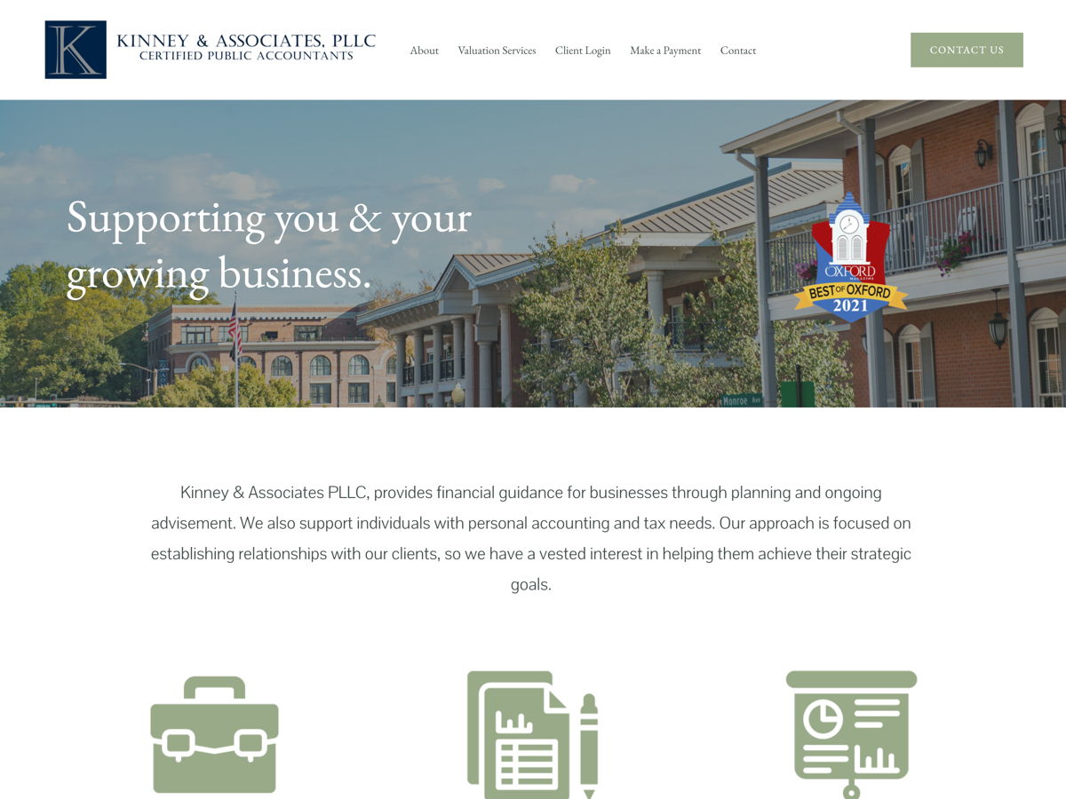 Screenshot of Kinney and Associates, from the accountant websites collection.
