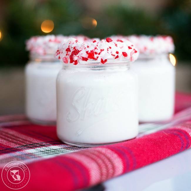 Peppermint cocktail in rimmed cups