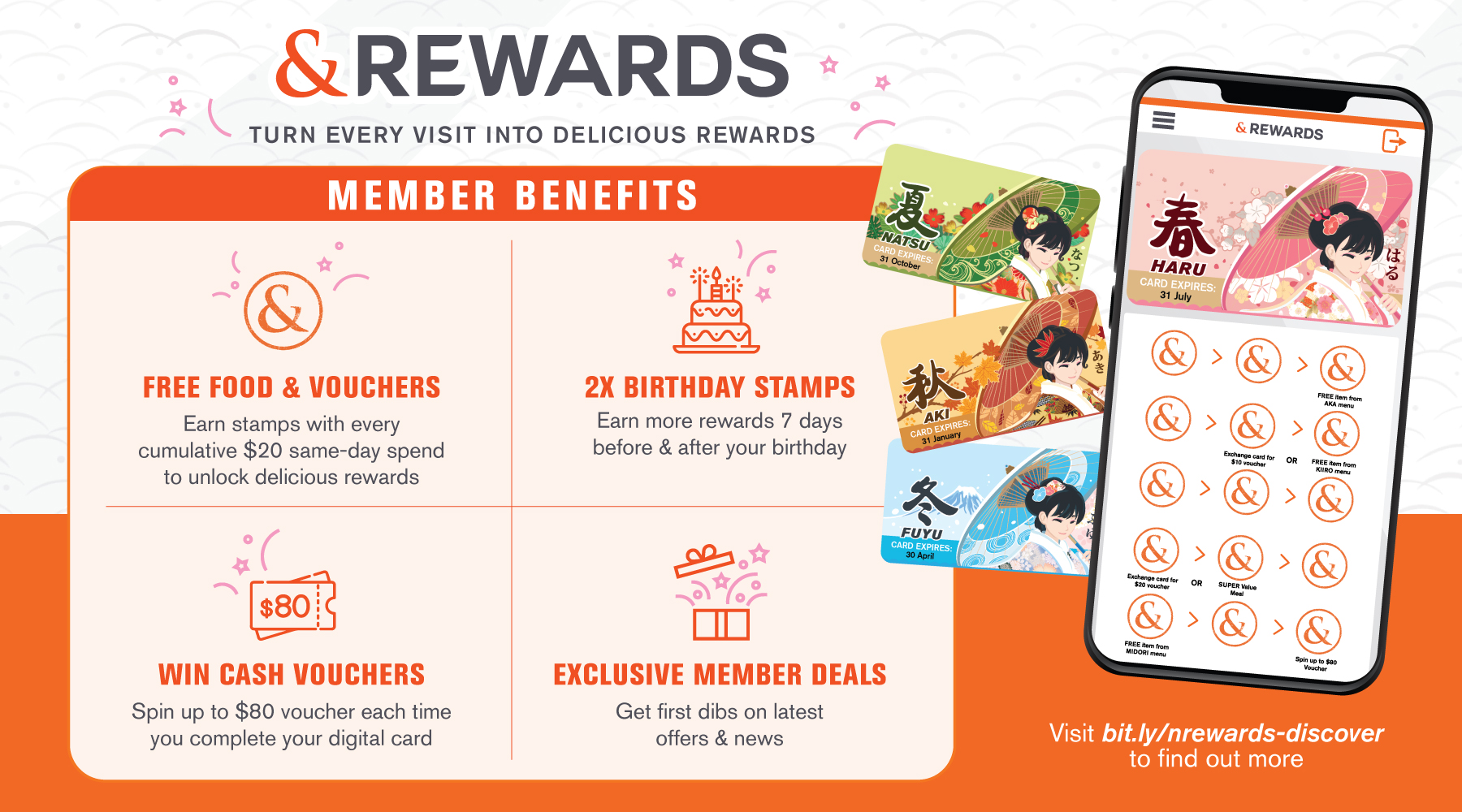 Earn stamps and FREE vouchers with &Rewards!