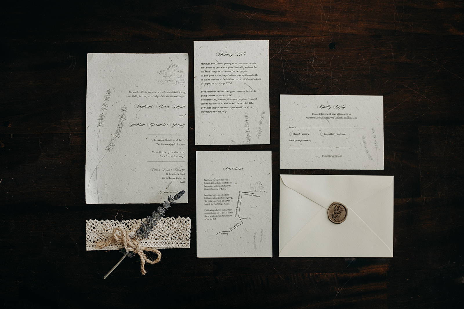 Rustic Wedding Invitations On Handmade Paper by The Hello Bureau