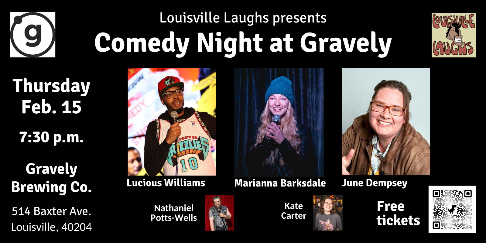 Feb. 15 Comedy Night at Gravely promotional image