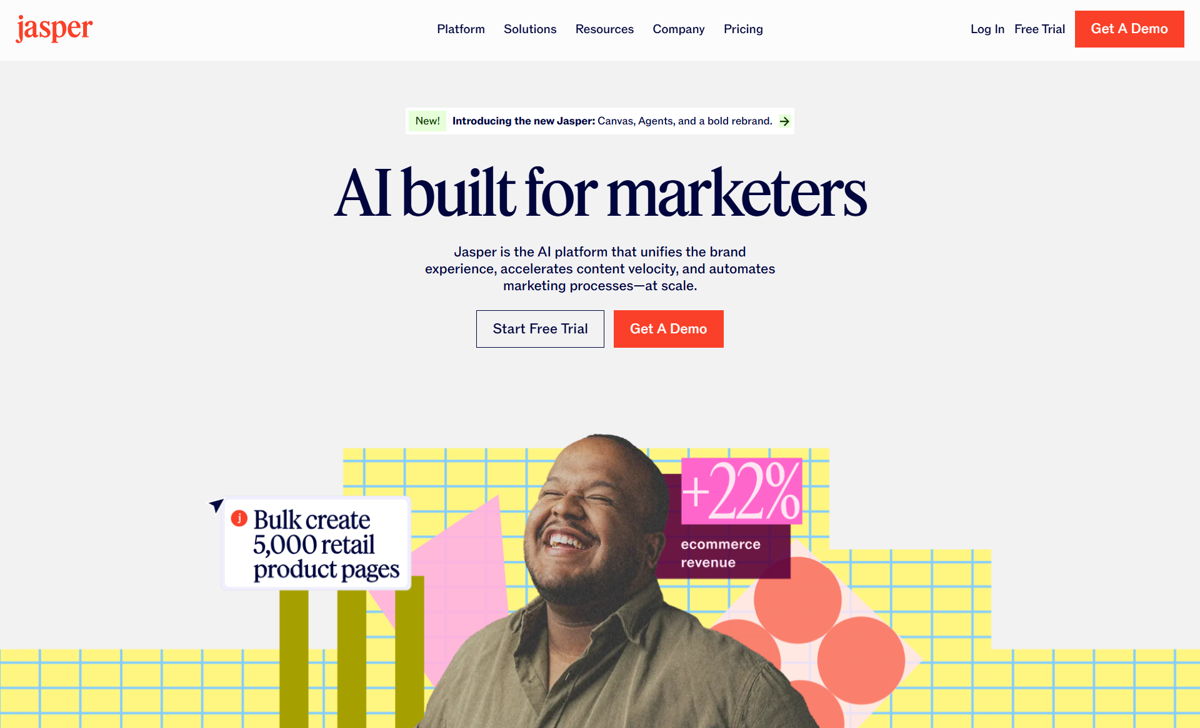 Screenshot of Jasper, from the wix business website examples collection.