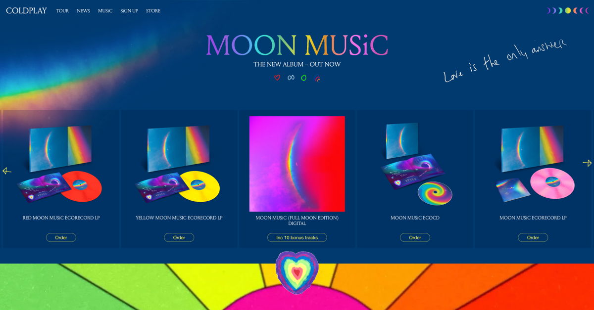 Screenshot of Coldplay, from the celebrity websites collection.