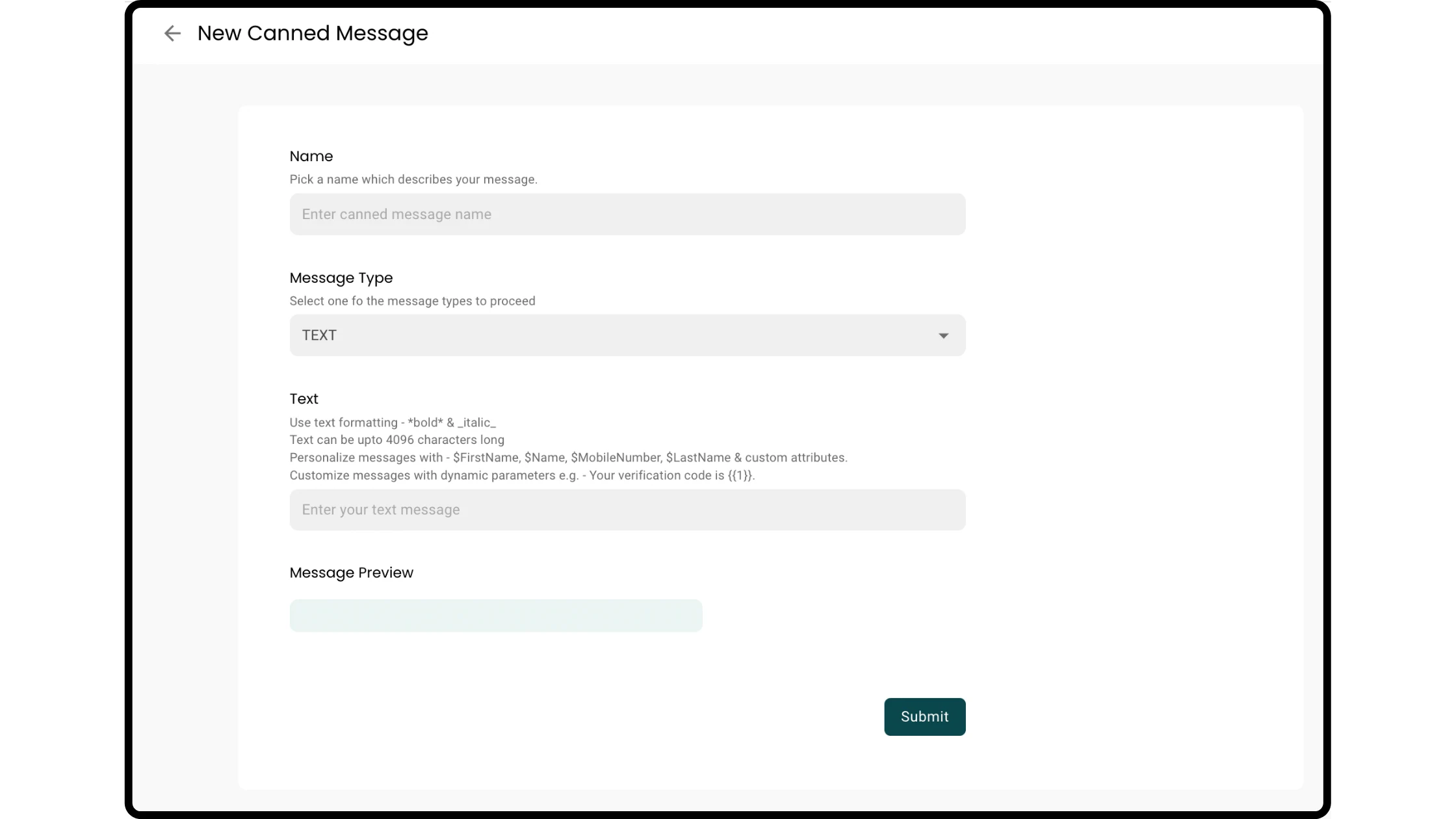 Create a canned message