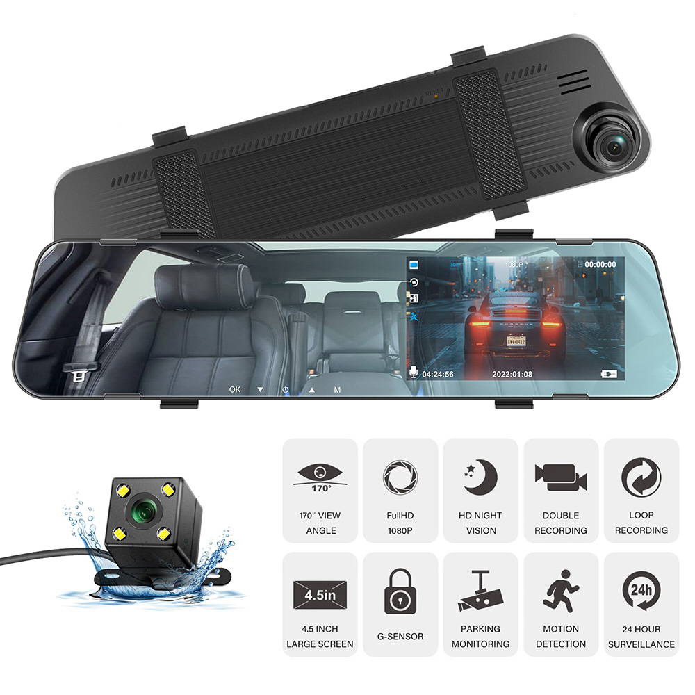 Dashcam de voiture rétroviseur full HD