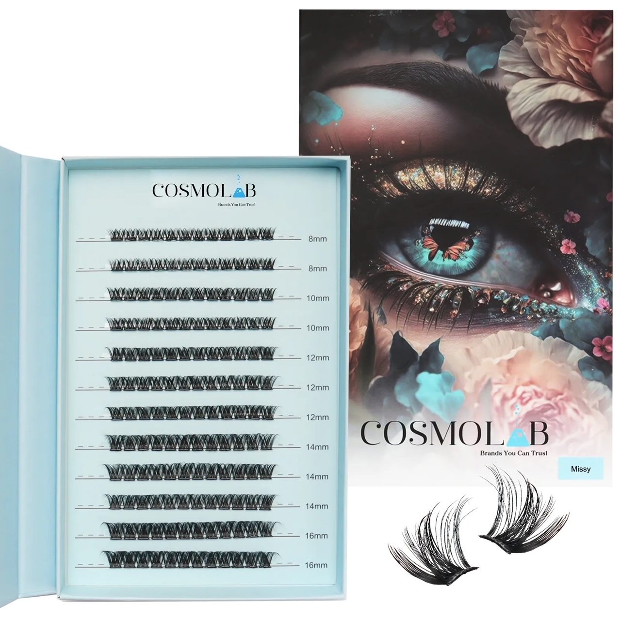 COSMOLAB Missy Pop-On Lashes- DIY Pre-Glued Extension Clusters