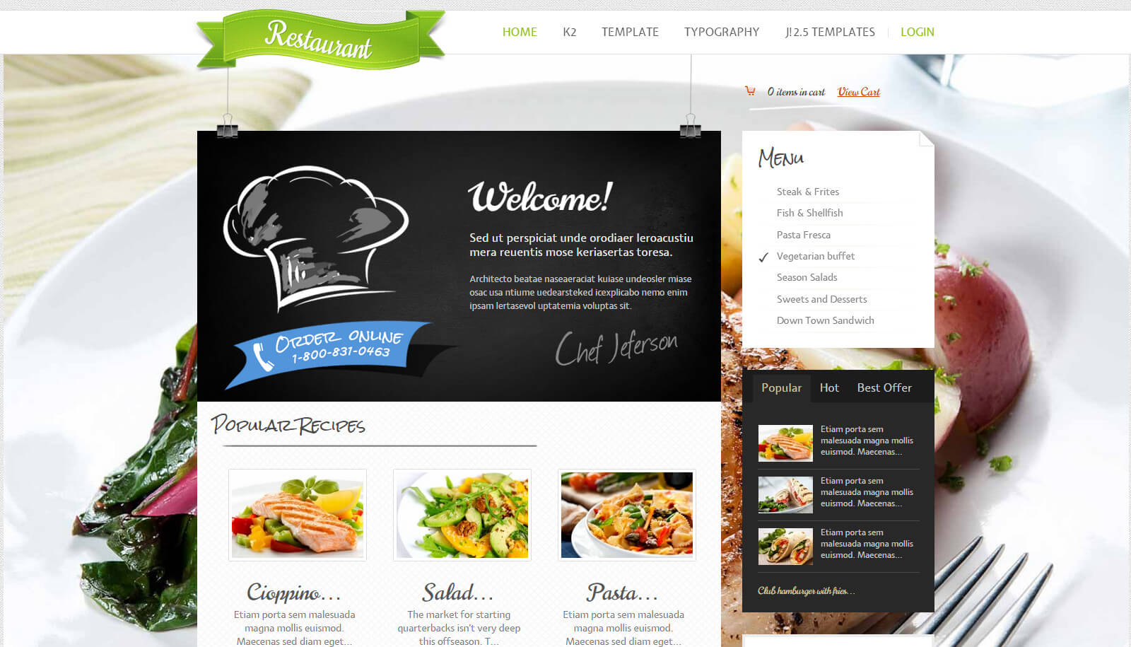Restaurant GavickPro - шаблон для CMS Joomla