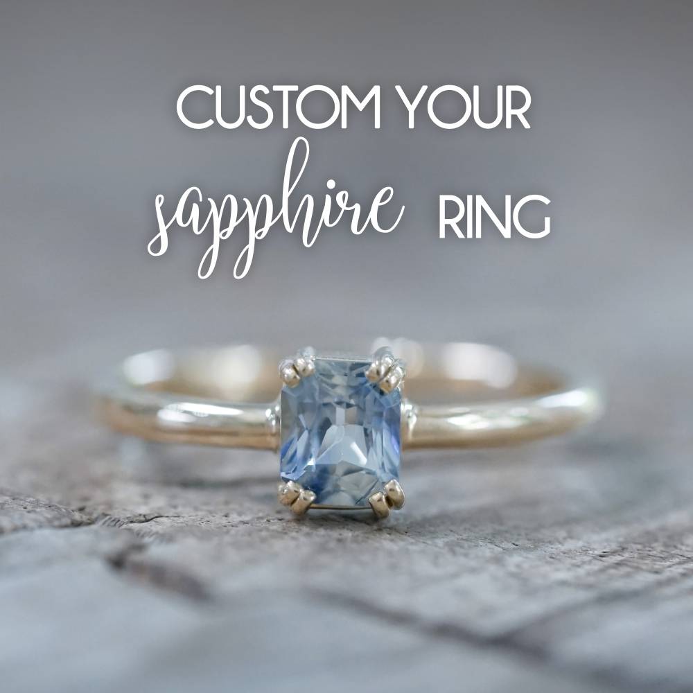 custom blue sapphire in gold
