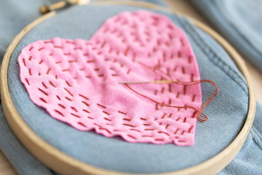 heart patch visible mending