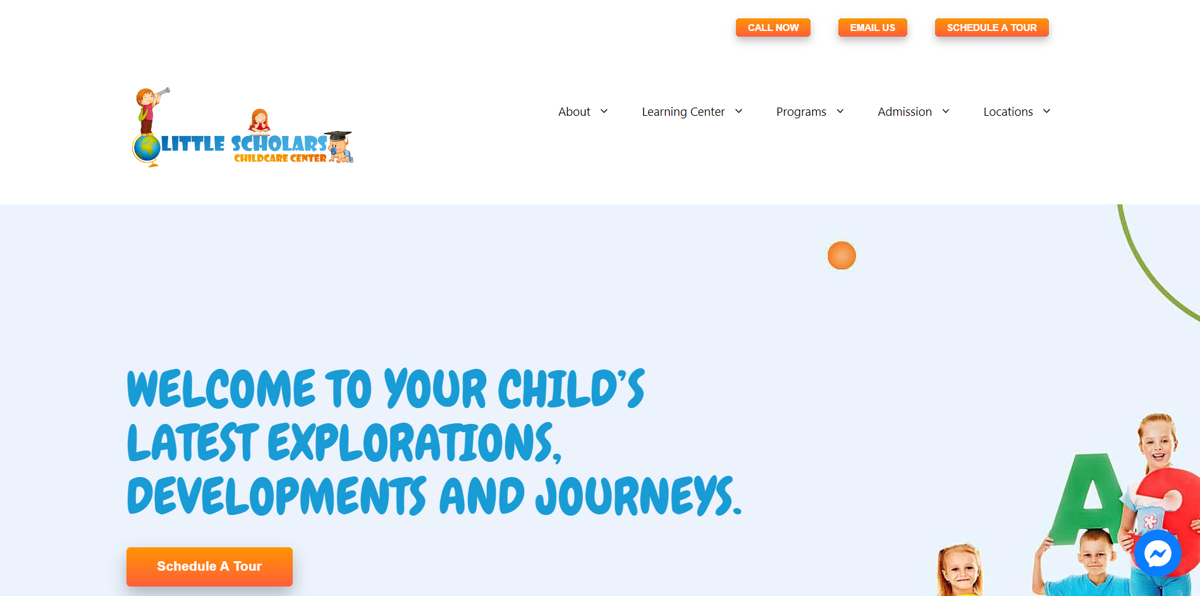 Screenshot of Little Scholars, from the childcare & daycare websites collection.