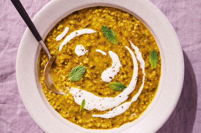 Fresh Herb and Oat Soup
