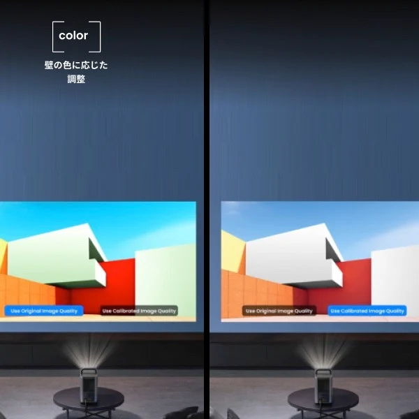 壁色に応じた適切な映像補正