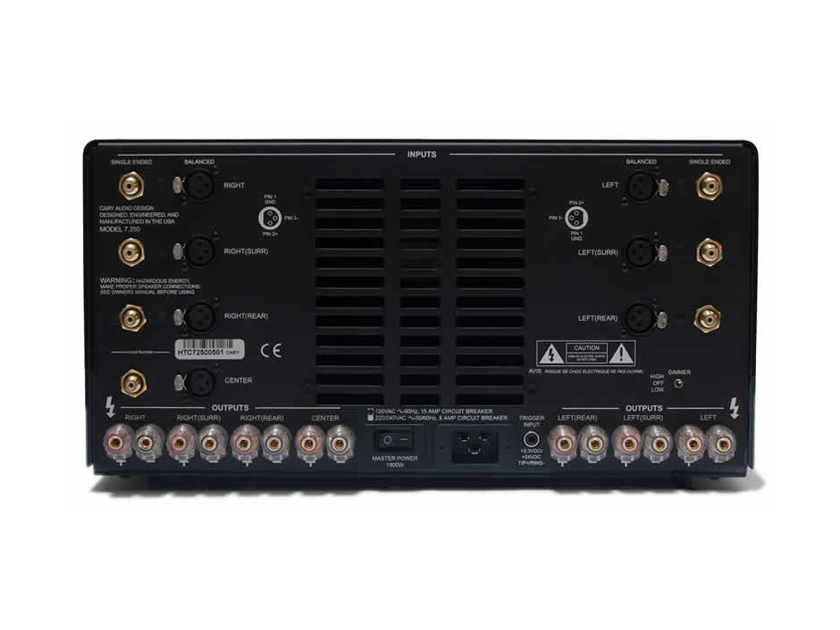 Cary Audio Model 7.250 Amplifier 7 channels x 250  Black with original box and packaging