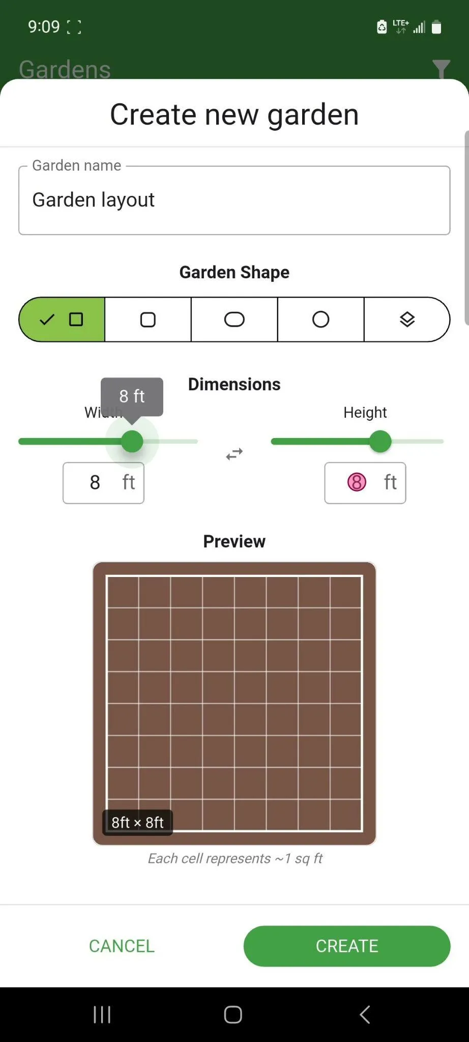 Adjust Garden Width and Height