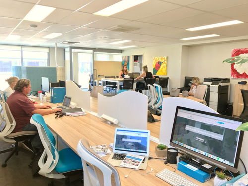 Co-working space in North Beach - a mix of hotdesks & resident desks.