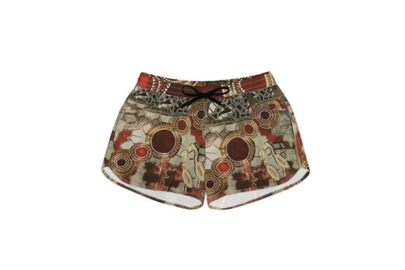 Abstract Earth Tones Mosaic women's shorts | all-over print