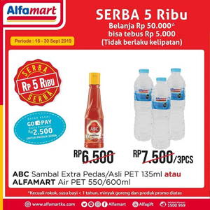 Alfamart: Promo SERBA 5 RIBU & SERBA 10 RIBU minimal belanja 50 RIBU sampai 09/30/2019