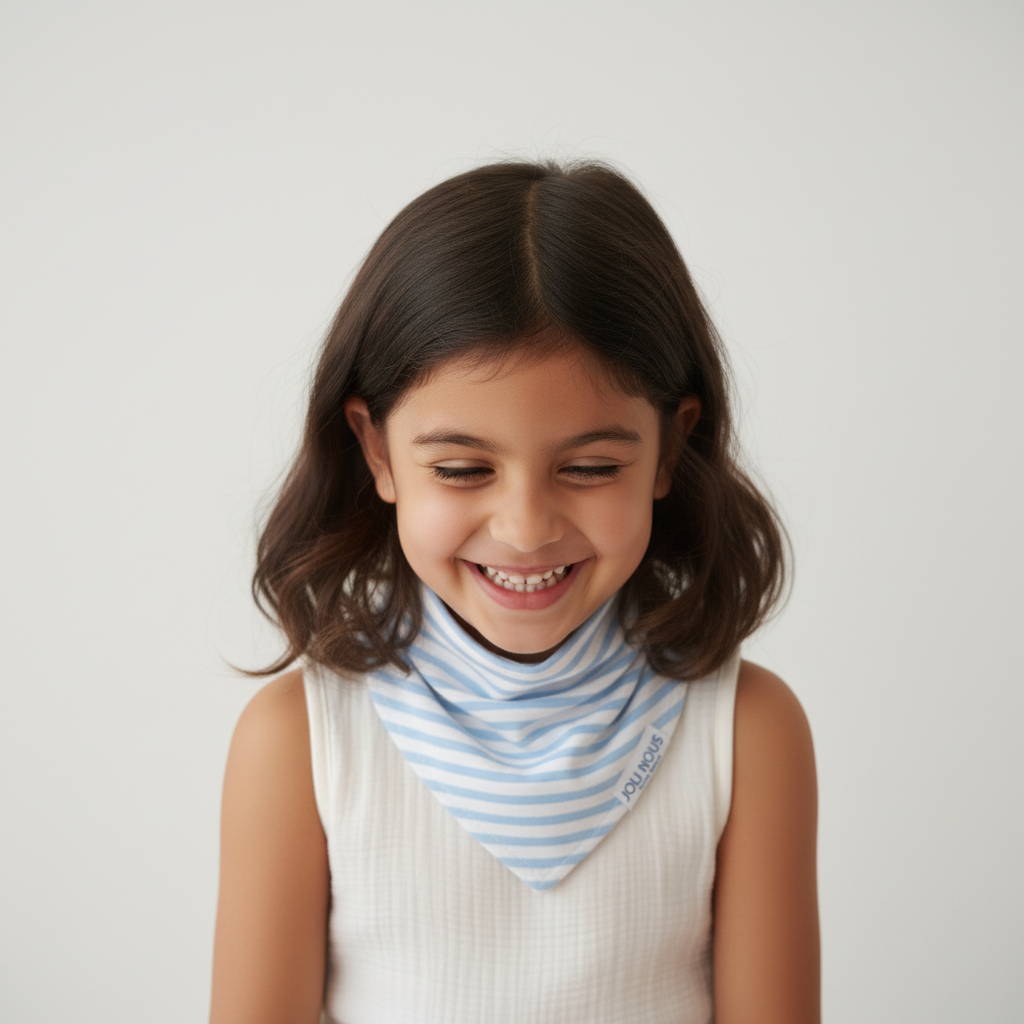 Foulard raffiné adorable pour bébé et enfant, en coton doux et bambou et respirant, certifié OEKO-TEX, idéal pour compléter une tenue d’enfant chic et confortable