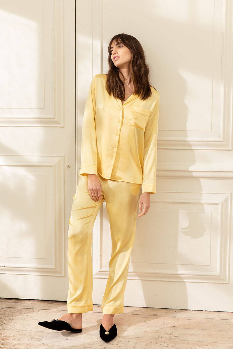 Sunshine Yellow Silk Pyjamas perfect for summer nigts