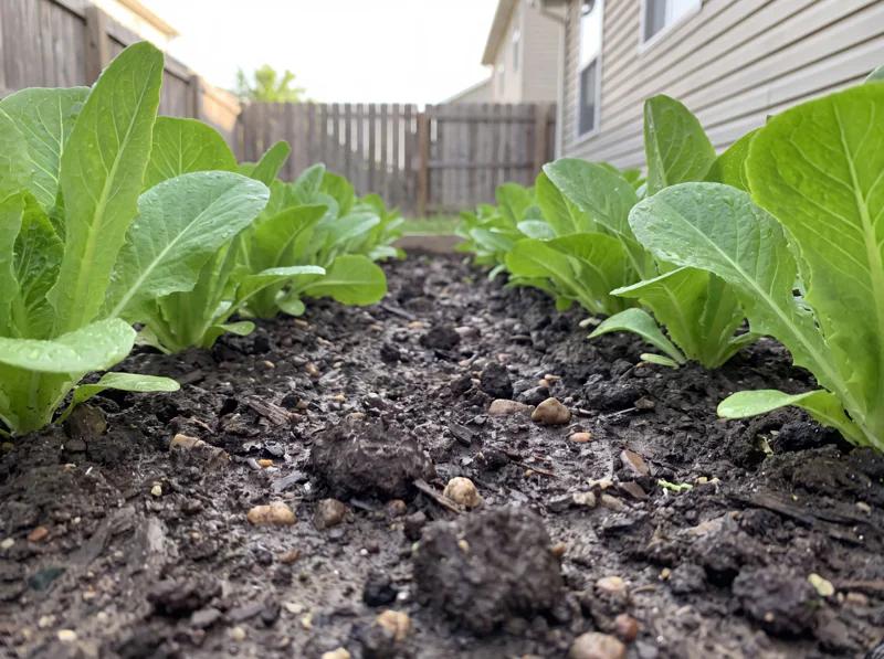 Lettuce growing in good, damp soil.