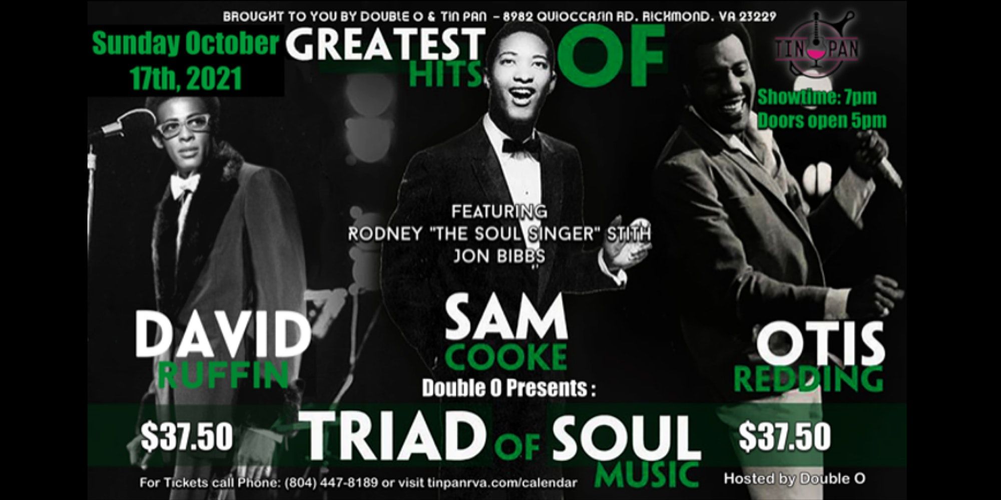 Triads of Soul (Tribute to Sam Cooke, Otis Redding, and David Ruffin) LIVE at The Tin Pan promotional image