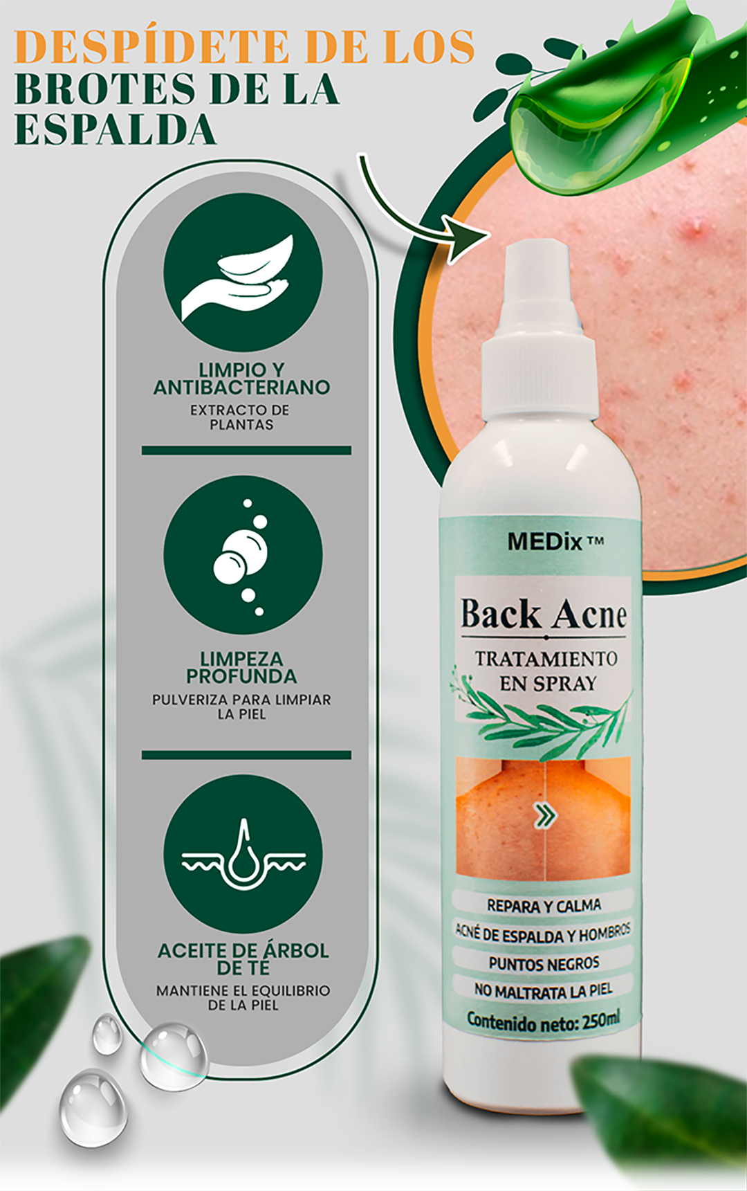 Aerosol para tratamiento en la espalda MEDix Beauty Secret